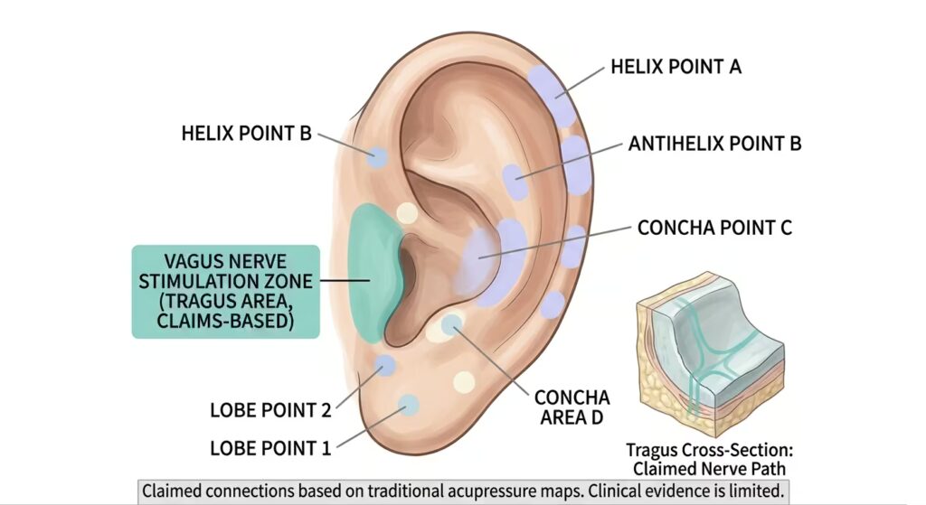 Ear pressure points and vagus nerve