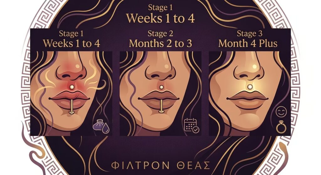 Medusa piercing healing stages