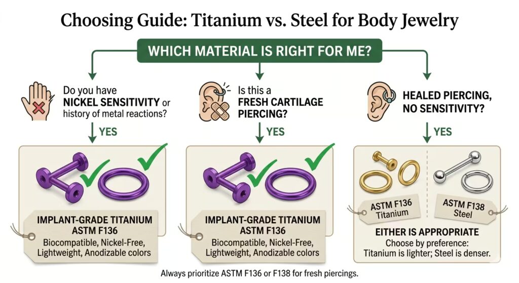 Implant-Grade Titanium vs. Surgical Steel: Which Is Better for Piercings?