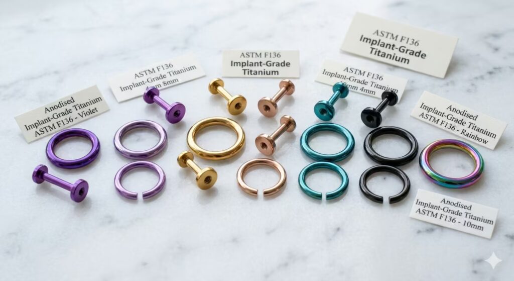 Anodised titanium colour range