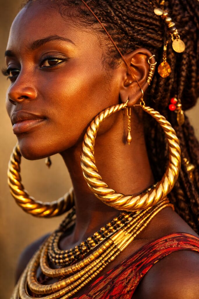 Fulani gold hoop earrings