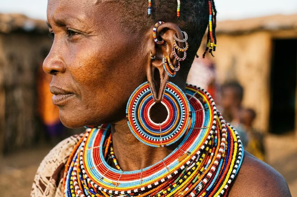 Maasai ear jewelry and beadwork