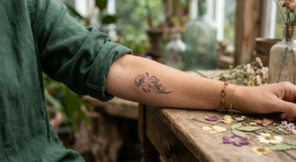 Art Nouveau Pressed Wildflower_ A Timeless Preservation