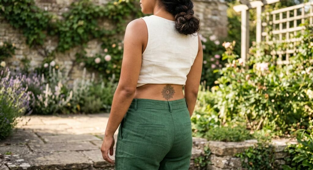 Celtic Knotwork Sacred Lotus Ornamental Lower Back Tattoo