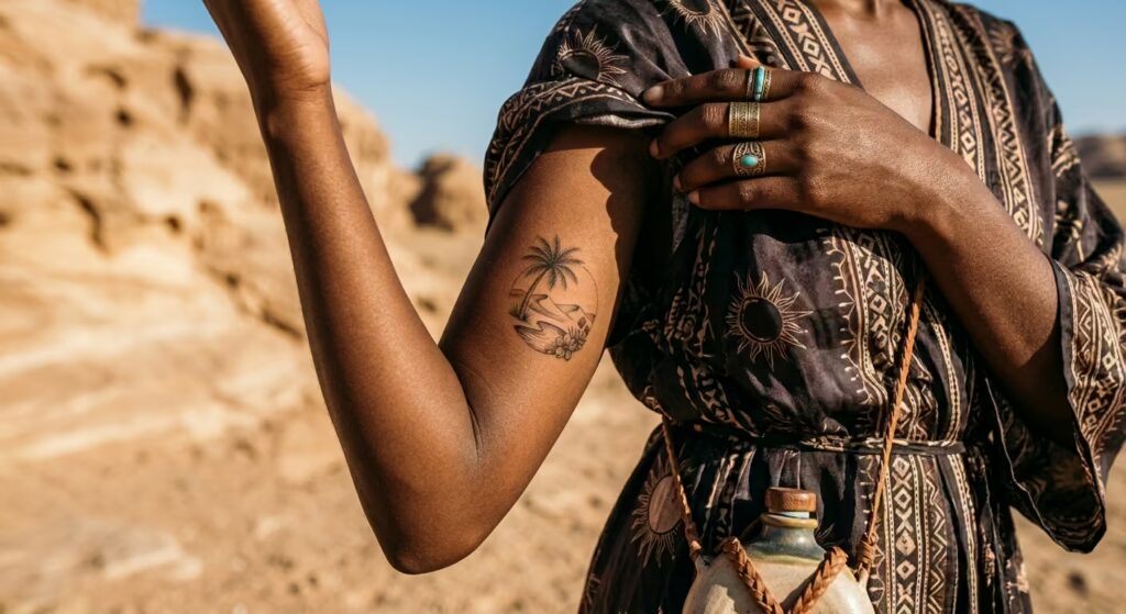 Desert Oasis Whip-Shaded Boho Sleeve Tattoos