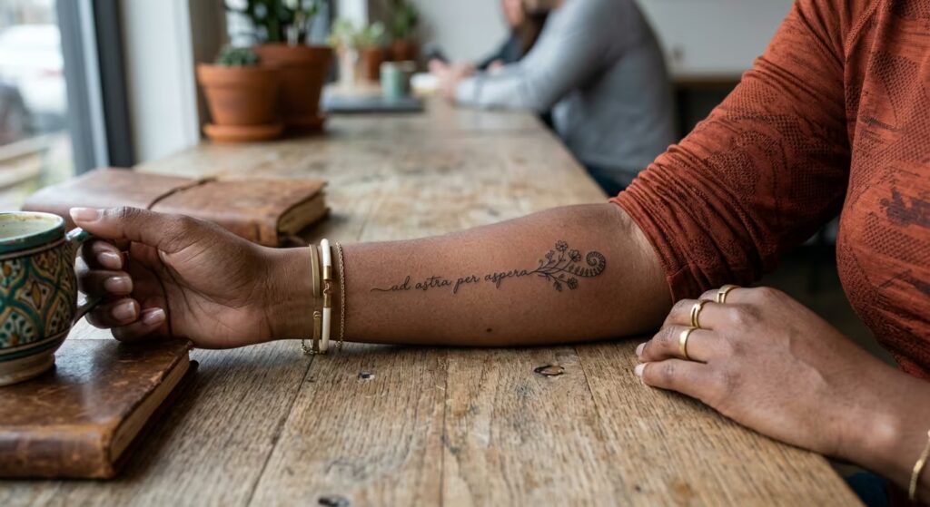 Inner Arm Script Wrap Floral Forearm Tattoos for Women