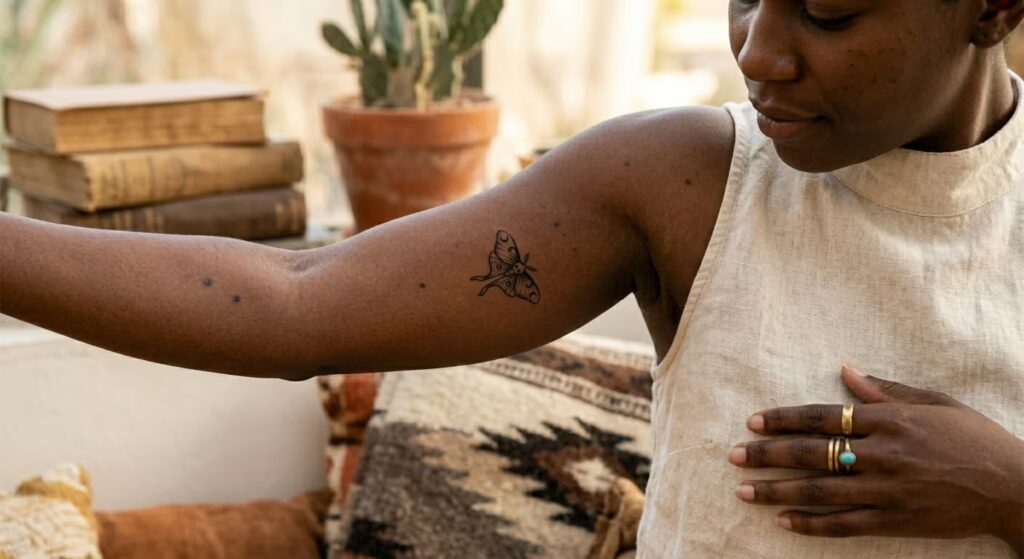 Lunar Moth American Traditional Boho Sleeve Tattoos