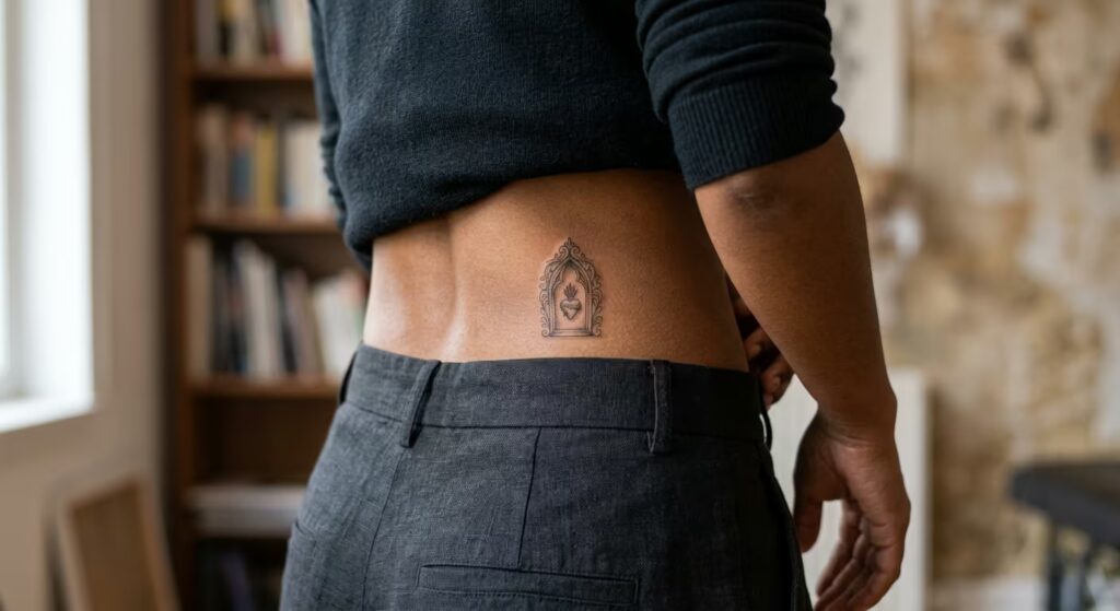 Mandala Fusion Ancient Runes Ornamental Lower Back Tattoo