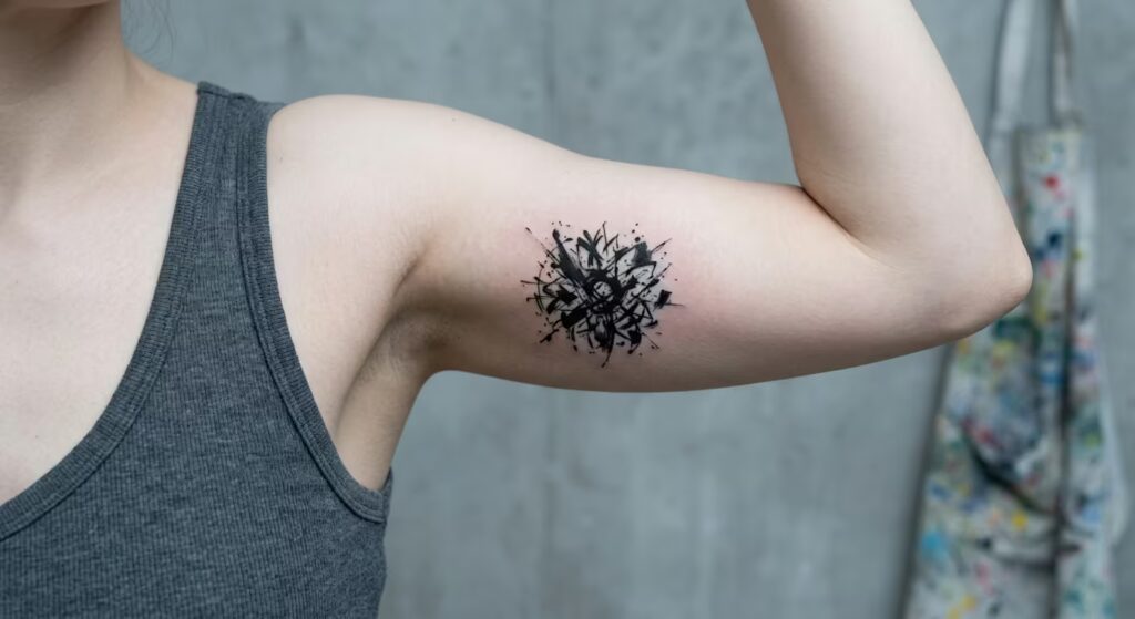 Inner Bicep Abstract Sunflower Tat