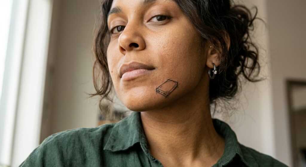 Powerbank_ Sketch Style Tiny Face Tattoos for Women