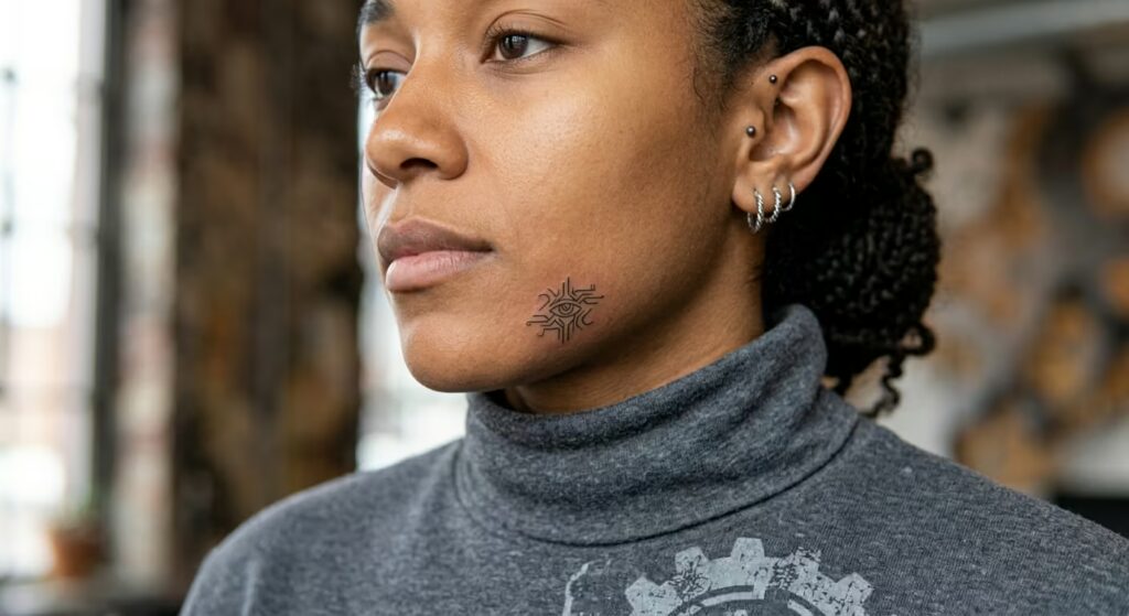 Protection Eye_ Cyber-Sigilism Tiny Face Tattoos for Women