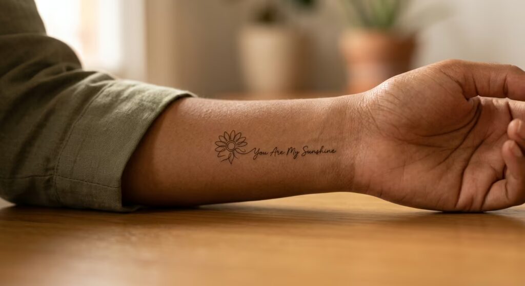 Wrist Single Line Sunflower Ink