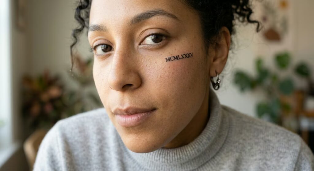 Roman Numerals_ Silhouette Tiny Face Tattoos for Women