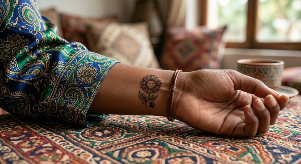 Wrist Mehndi Sunflower Ink for Women