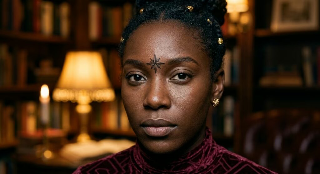 The Bold Forehead Star_ Tiny Face Tattoos for Women