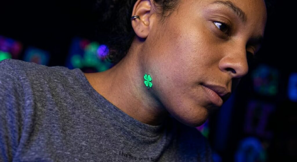 The UV Glow Clover Tiny Face Tattoos for Women