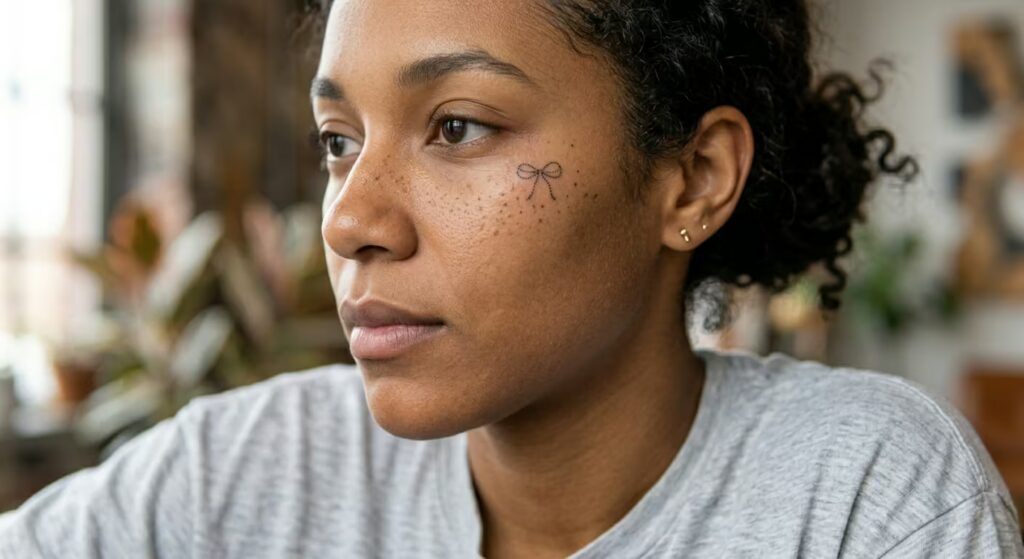 Tiny Bow_ Faux Freckle Tiny Face Tattoos for Women