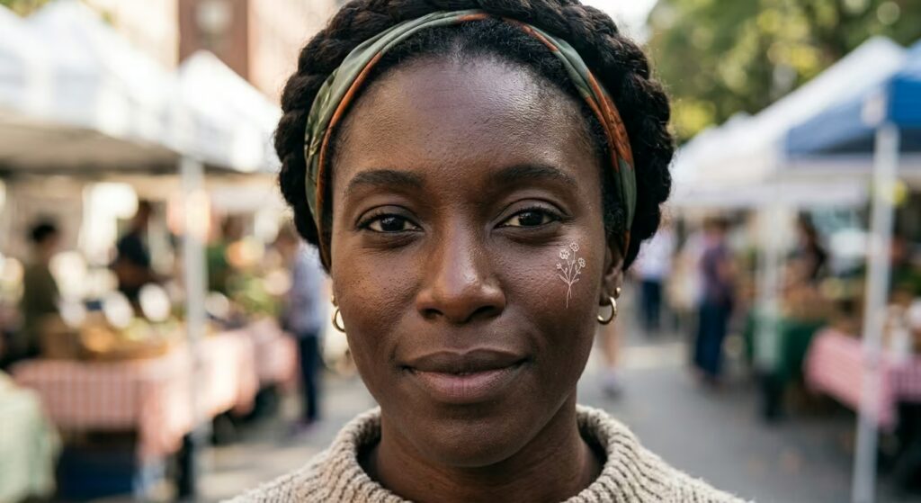 White Ink Floral Spray_ Tiny Face Tattoos for Women