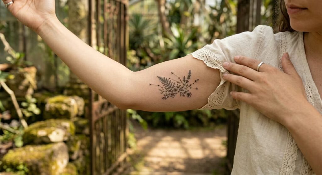 Zodiac Constellation Botanical Boho Sleeve Tattoos
