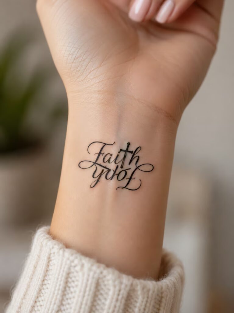 Ambigram Faith/Hope Christian Wrist Tattoo