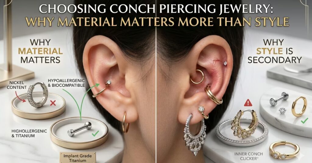 Choosing Conch Piercing Jewelry: Why Material Matters More Than Style