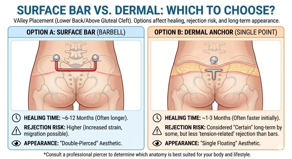 Surface Bar vs. Dermal Which to Choose for Valley Piercing