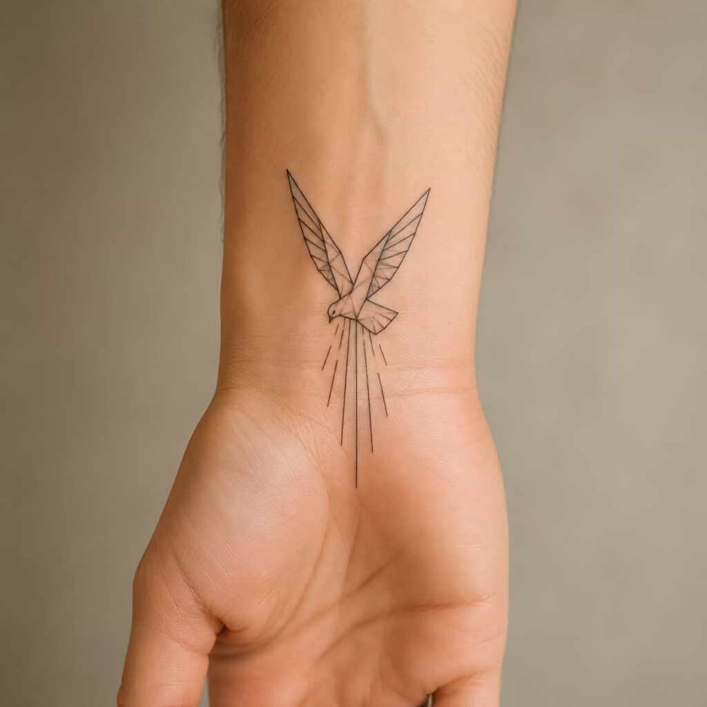 The Descending Dove Christian Wrist Tattoo