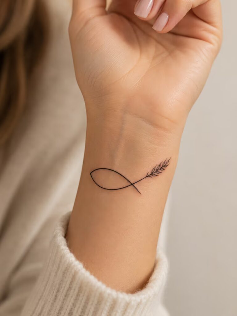 The Ichthys Grain Christian Wrist Tattoo