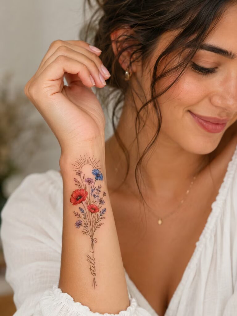 Wildflower Still I Rise Bouquet Deep Meaning Tattoo for women