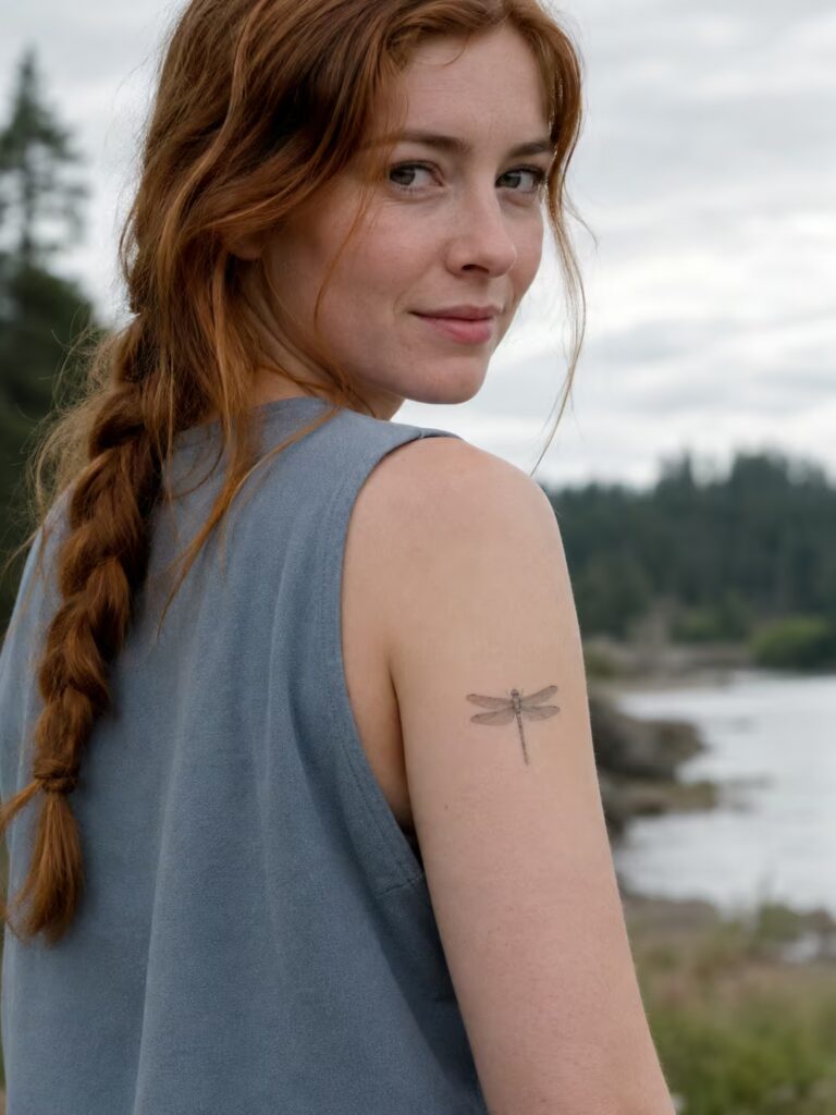 A Tiny Delicate Dragonfly Near the Shoulder