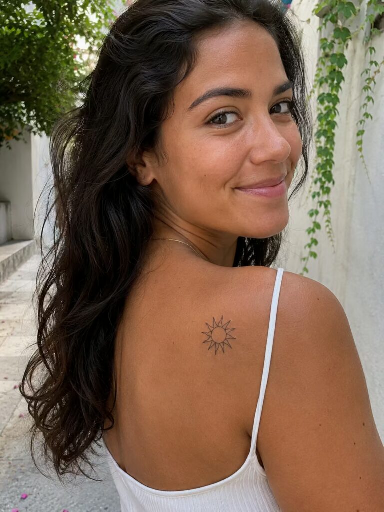 A Tiny Sun With Simple Rays on the Shoulder