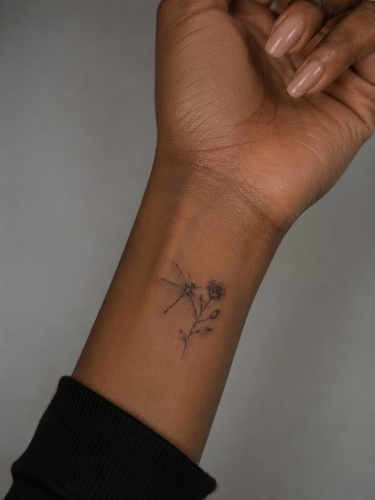 Rose and Dragonfly Wrist Piece
