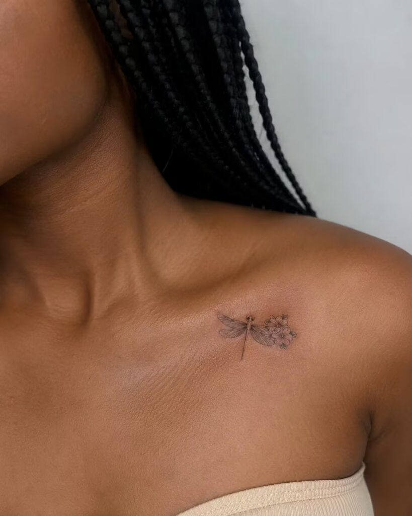 Small Flower Cluster and Dragonfly Collarbone Piece