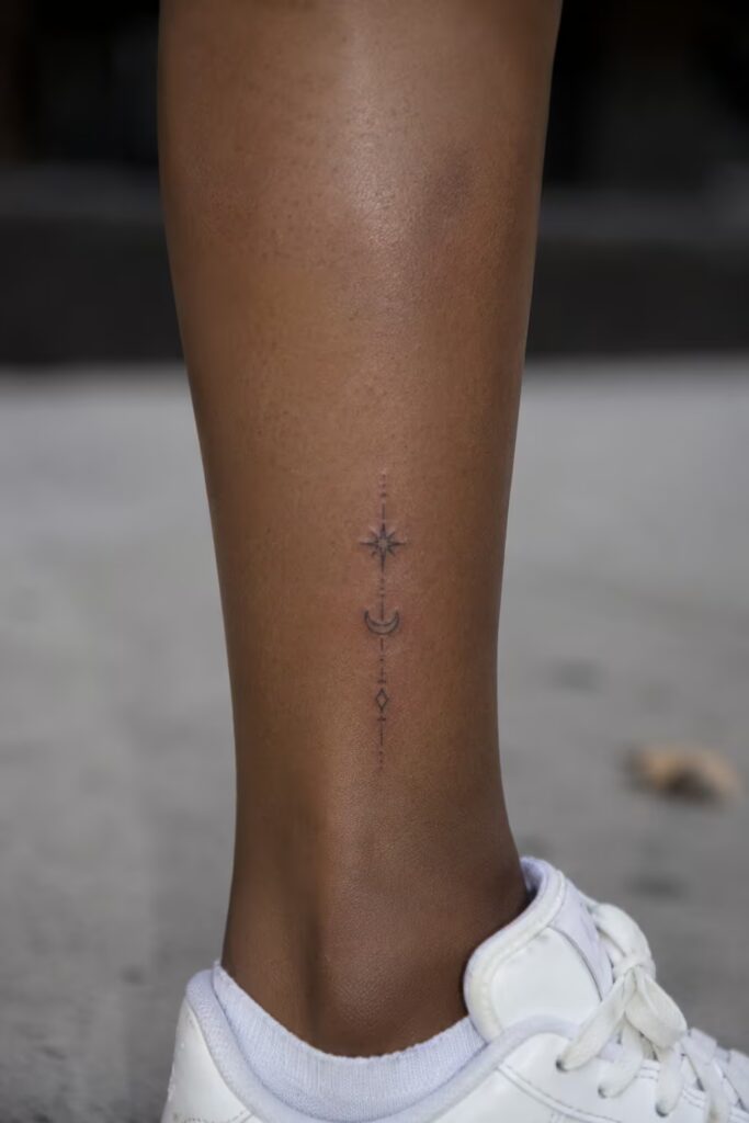 Celestial Line Piece Lower Leg Tattoo