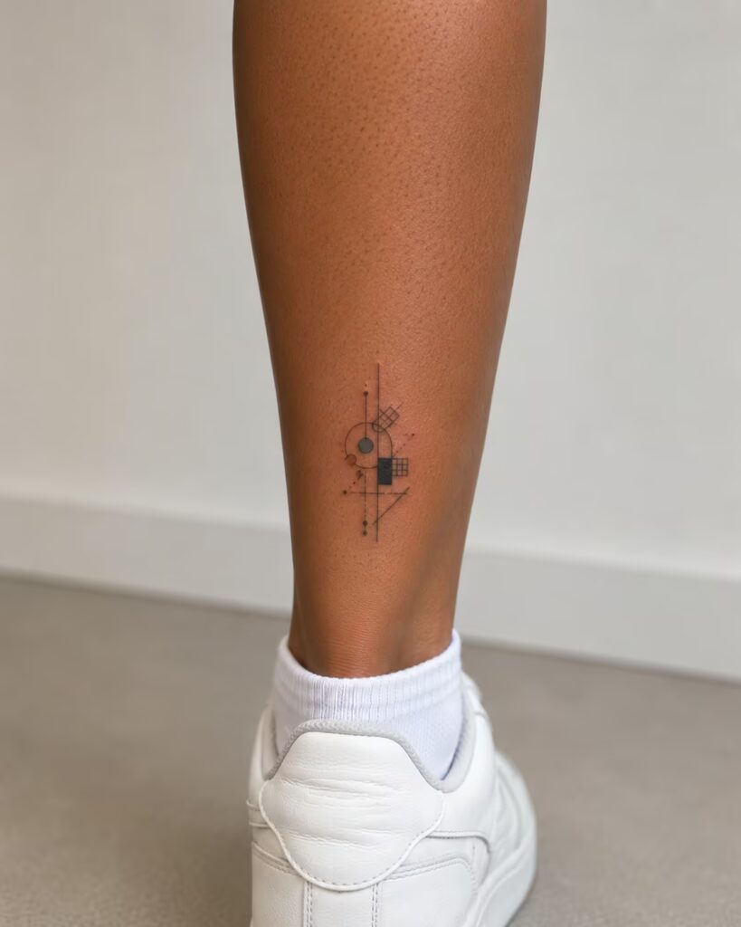 Geometric Cluster Lower Leg Tattoo