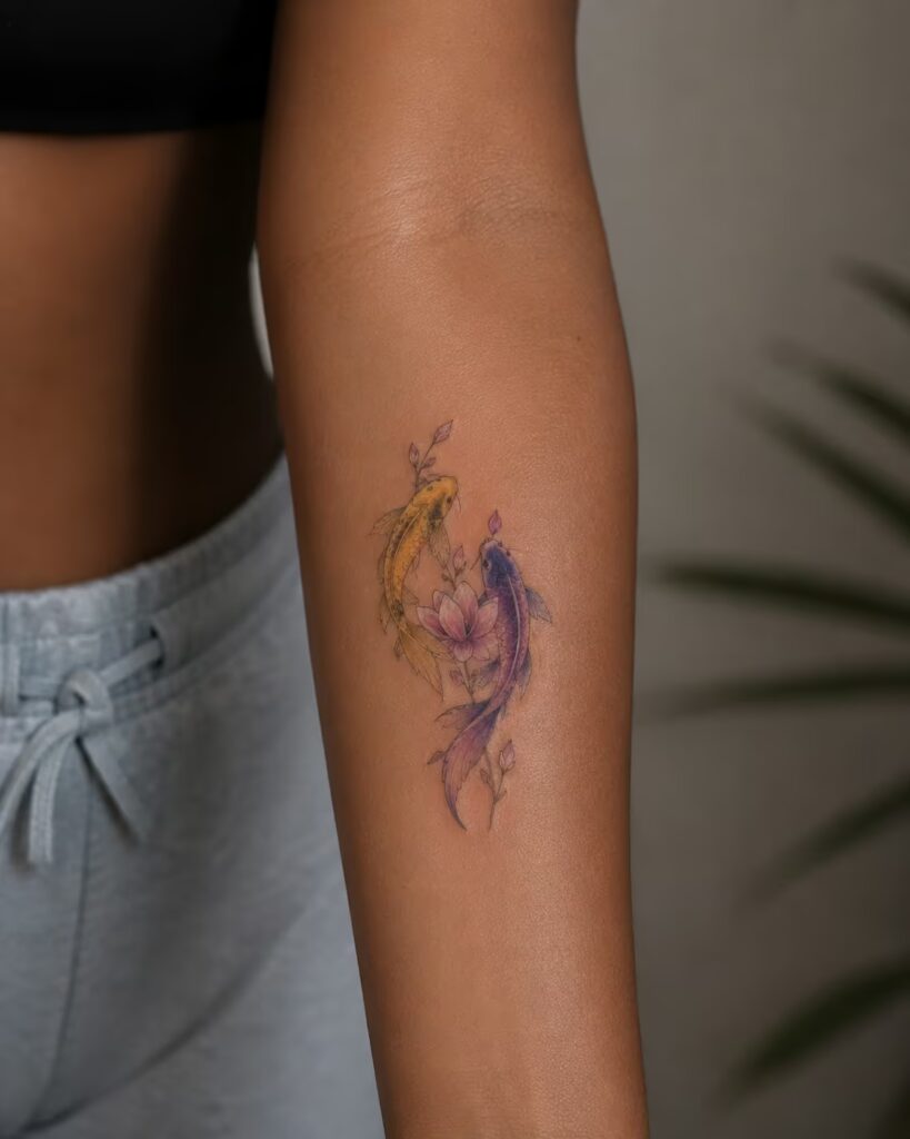 Gold and Purple Yin Yang Koi