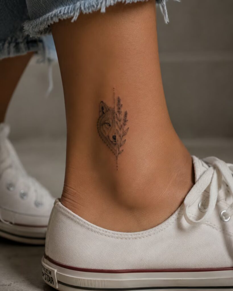 Lavender Fierce Wolf tattoo