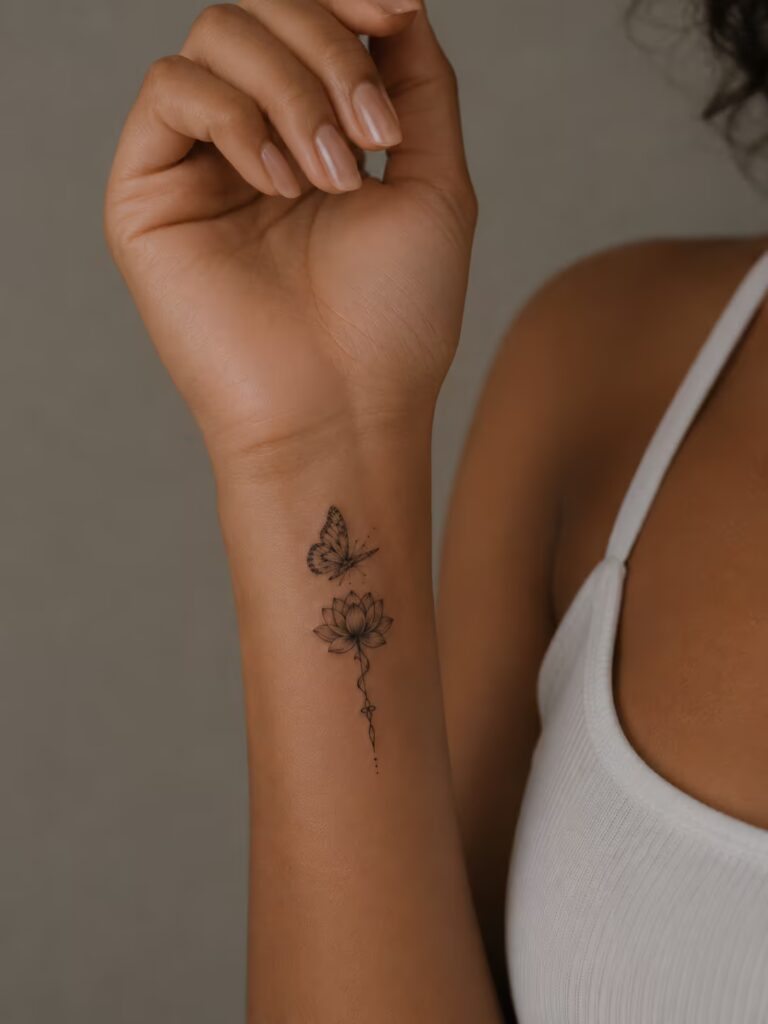 Lotus Thread Butterfly tattoo