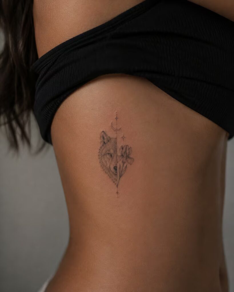 Moonlit Iris Fierce Wolf tattoo