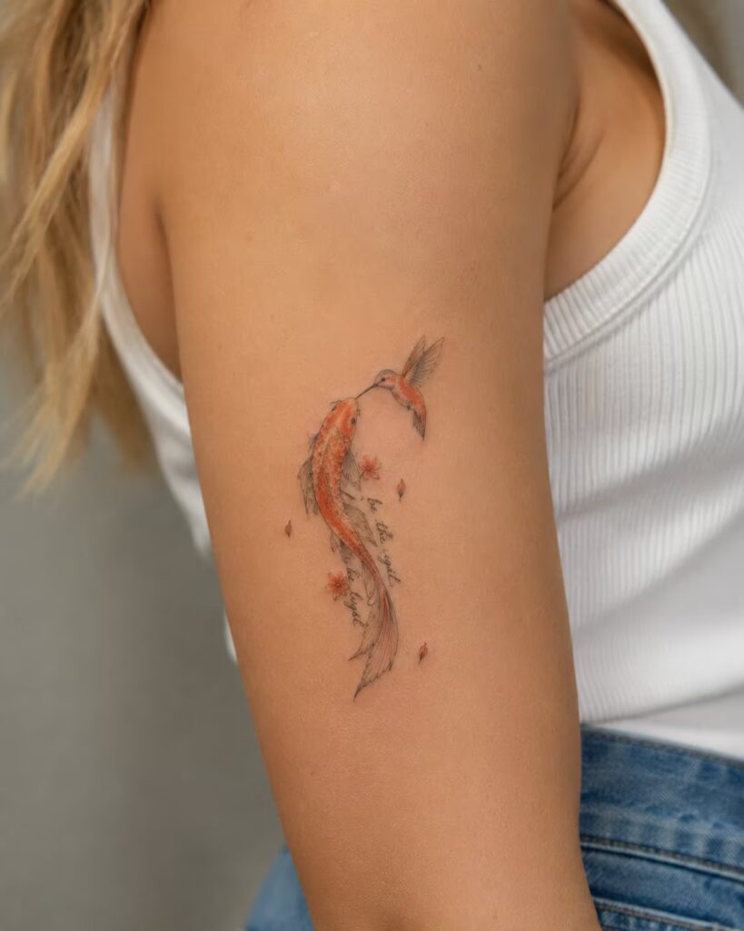 Orange Koi and Hummingbird
