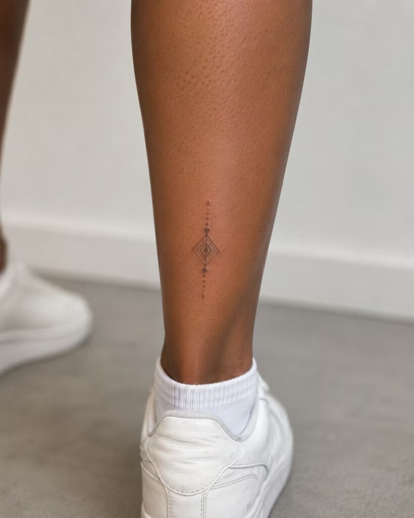 Ornamental Diamond Lower Leg Tattoo