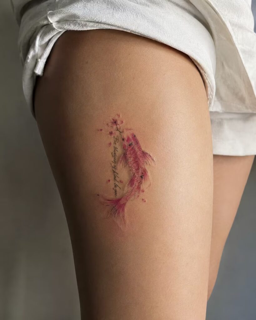 Pink Watercolor Thigh Koi
