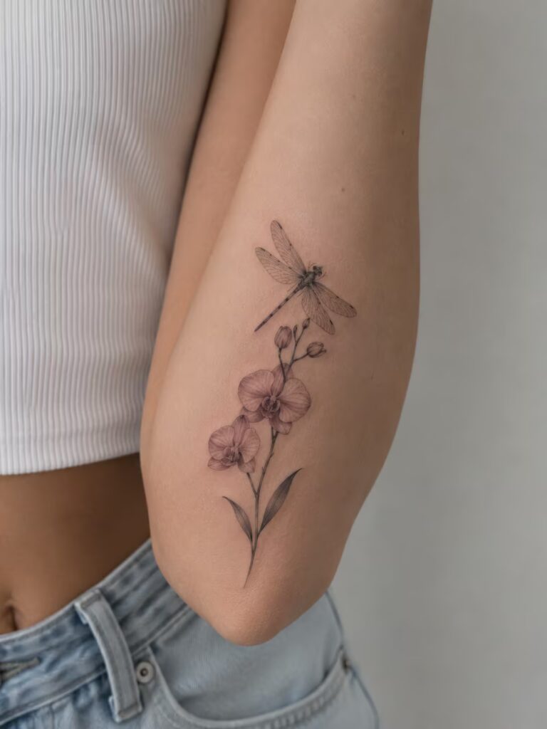 Orchid and Dragonfly Arm Piece
