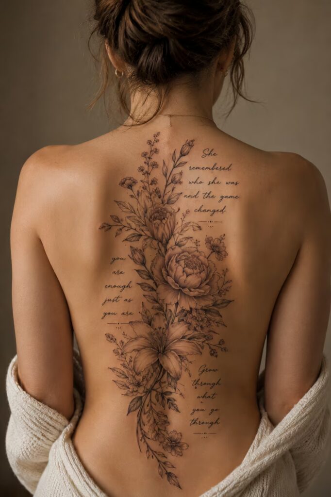 Shoulder Blade Bouquet Back Tattoo