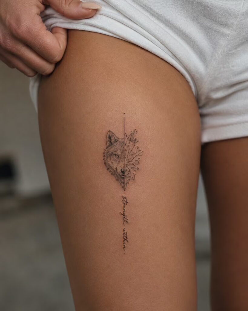 Strength Within Fierce Wolf tattoo