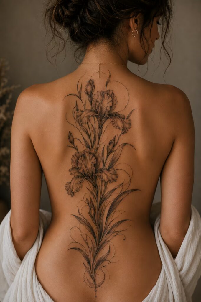 Upper Back Floral Band Back Tattoo